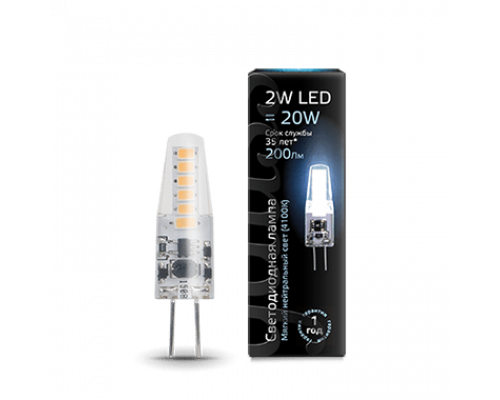 Лампа Gauss LED G4 AC220-240V 2W 4100K