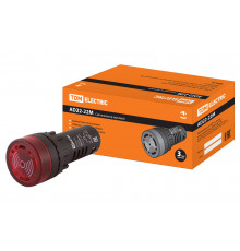 Сигнализатор звуковой AD22-22M/r31 d22 мм (LED) индикация 220В AC красный TDM