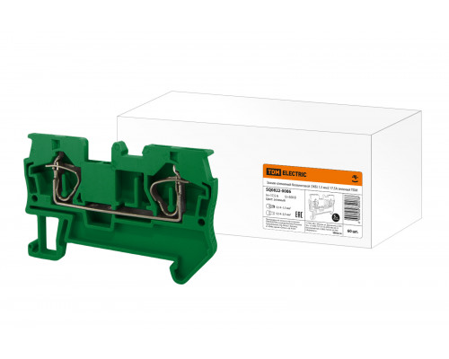 Зажим клеммный безвинтовой (ЗКБ) 1,5 мм2 17,5А зеленый TDM