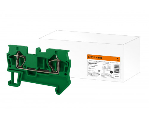 Зажим клеммный безвинтовой (ЗКБ) 2,5 мм2 31А зеленый TDM