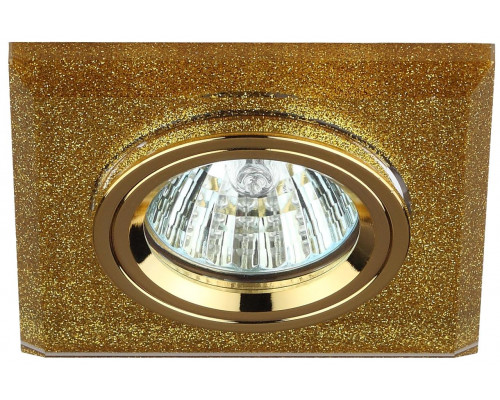 DK8 GD/SHGD Светильник ЭРА декор стекло квадрат MR16,12V/220V, 50W, золото/золотой блеск