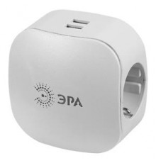 Разветвитель электрический ЭРА SP-3e-USB-2A на 3 розетки + 2 USB с заземлением со шторками 16А белый