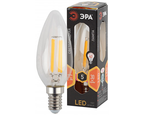 F-LED B35-5W-827-E14 ЭРА (филамент, свеча, 5Вт, тепл, E14)