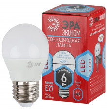 Лампочка светодиодная ЭРА RED LINE ECO LED P45-6W-840-E27 Е27 / E27 6Вт шар нейтральный белый свет