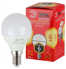ECO LED P45-6W-827-E14 ЭРА (диод, шар, 6Вт, тепл, E14)
