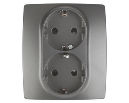 12-2104-12 ЭРА Розетка 2X2P+E Schuko со шторками, 16A-250В, IP20, Эра12, графит  с доставкой по Санкт-Петербургу и по всей России.