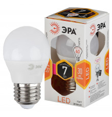 Лампочка светодиодная ЭРА STD LED P45-7W-827-E27 E27 / Е27 7Вт шар теплый белый свет
