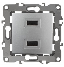 12-4110-03 ЭРА Устройство зарядное USB, 230В/5В-2100мА, IP20, Эра12, алюминий