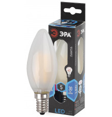 Лампочка светодиодная ЭРА F-LED B35-5W-840-E14 frost Е14 / Е14 5Вт филамент свеча матовая нейтральный белый свет