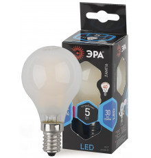 Лампочка светодиодная ЭРА F-LED P45-5W-840-E14 frost Е14 / Е14 5Вт филамент шар матовый нейтральный белый свет
