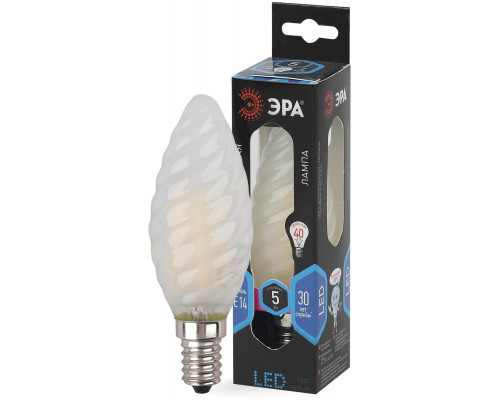Лампочка светодиодная ЭРА F-LED BTW-5W-840-E14 frost Е14 / Е14 5Вт филамент свеча витая матовая нейтральный свет