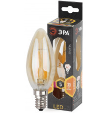 Лампочка светодиодная ЭРА F-LED B35-5W-827-E14 gold Е14 / Е14 5Вт филамент свеча золотистая теплый белый