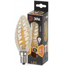 Лампочка светодиодная ЭРА F-LED BTW-5W-827-E14 gold Е14 / Е14 5Вт филамент свеча витая золотая теплый белый свет