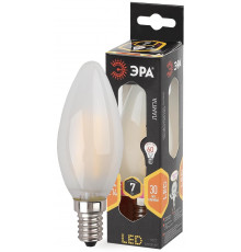 Лампочка светодиодная ЭРА F-LED B35-7W-827-E14 frost Е14 / E14 7Вт филамент свеча матовая теплый белый свет