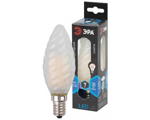 Лампочка светодиодная ЭРА F-LED BTW-7W-840-E14 frost Е14 / E14 7Вт филамент свеча витая матовая нейтральный белый свет