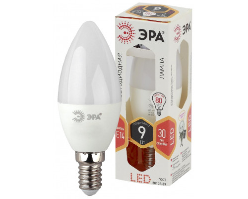 Лампочка светодиодная ЭРА STD LED B35-9W-827-E14 E14 / Е14 9 Вт свеча теплый белый свет