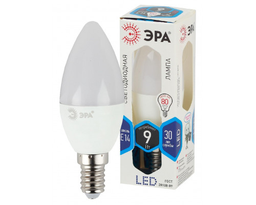 Лампочка светодиодная ЭРА STD LED B35-9W-840-E14 E14 / Е14 9Вт свеча нейтральный белый свeт