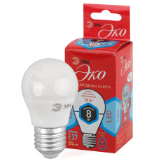 Лампочка светодиодная ЭРА RED LINE ECO LED P45-8W-840-E27 Е27 / E27 8Вт шар нейтральный белый свет