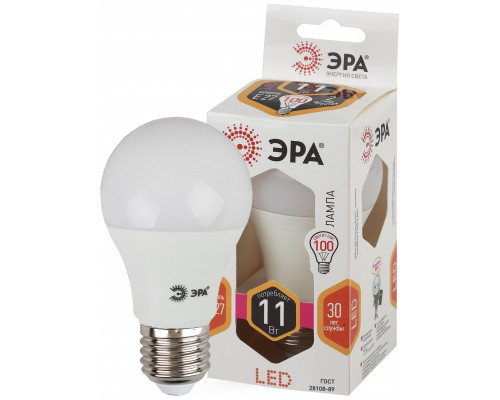 Лампочка светодиодная ЭРА STD LED A60-11W-827-E27 E27 / Е27 11 Вт груша теплый белый свет