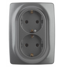 12-2106-12 ЭРА Розетка 2X2P+E Schuko, 16A-250В, IP20, Эра12, графит