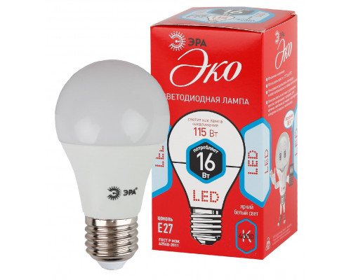 ECO LED A60-16W-840-E27 ЭРА (диод, груша, 16Вт, нейтр, E27)
