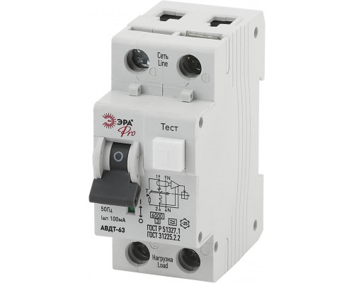 Автоматический выключатель дифференциального тока ЭРА PRO NO-901-87 АВДТ 63 C20 30мА 1P+N тип A