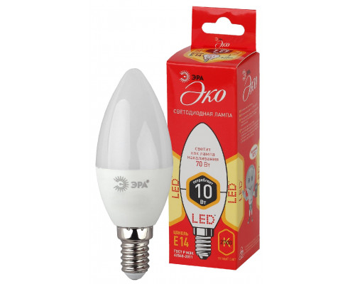 Лампочка светодиодная ЭРА RED LINE ECO LED B35-10W-827-E14 Е14 / E14 10Вт свеча теплый белый свет