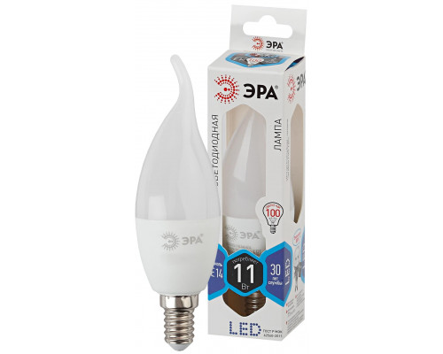 Лампочка светодиодная ЭРА STD LED BXS-11W-840-E14 E14 / Е14 11Вт свеча на ветру нейтральный белый свет
