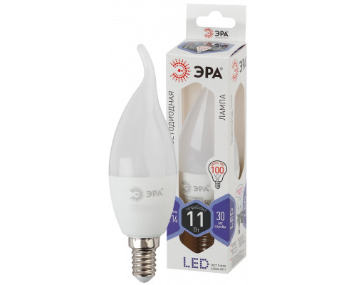 Лампочка светодиодная ЭРА STD LED BXS-11W-860-E14 E14 / Е14 11Вт свеча на ветру холодный дневной свет