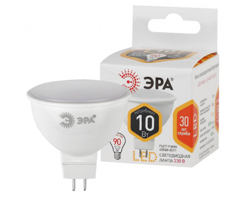 Лампочка светодиодная ЭРА STD LED MR16-10W-827-GU5.3 GU5.3 10Вт софит теплый белый свет