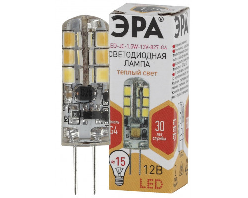 Лампочка светодиодная ЭРА STD LED JC-1,5W-12V-827-G4 G4 1,5Вт капсула теплый белый свет
