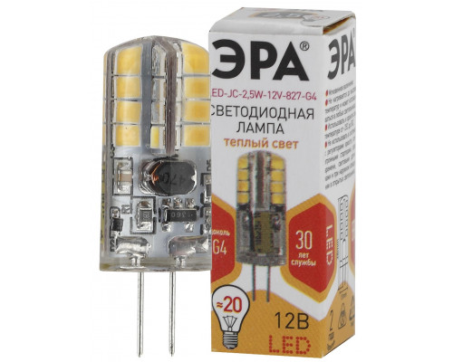 Лампочка светодиодная ЭРА STD LED JC-2,5W-12V-827-G4 G4 2,5Вт капсула теплый белый свет