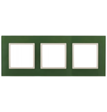 14-5103-27 ЭРА Рамка на 3 поста, стекло, Эра Elegance, зелёный+сл.кость