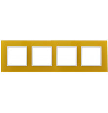 14-5104-21 ЭРА Рамка на 4 поста, стекло, Эра Elegance, жёлтый+бел