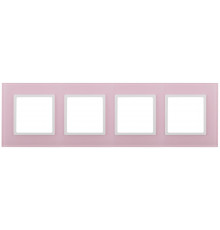 14-5104-30 ЭРА Рамка на 4 поста, стекло, Эра Elegance, розовый+бел