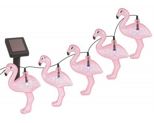 ERADG012-07 ЭРА Садовая гирлянда 10 подсвечиваемых  светодиодами фламинго.Общая длина от солнечной п