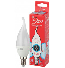 Лампочка светодиодная ЭРА RED LINE ECO LED BXS-6W-840-E14 Е14 / E14 6Вт свеча на ветру нейтральный белый свет