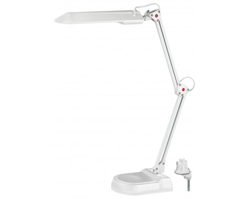 Настольный светильник ЭРА NL-202-G23-11W-W с лампой PL на струбцине и с основанием белый