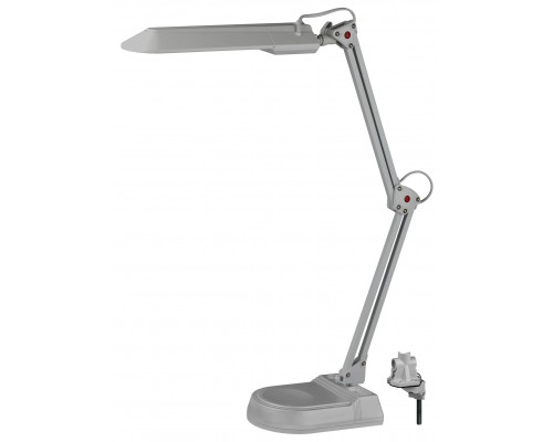 Настольный светильник ЭРА NL-202-G23-11W-GY с лампой PL на струбцине и с основанием серый