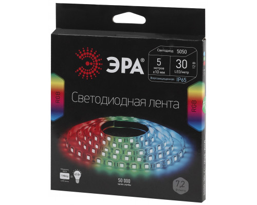 ЭРА Лента светодиодная LS5050-30LED-IP65-RGB-5m