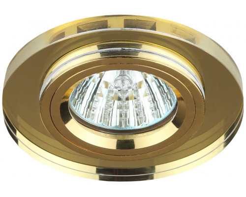 DK7 GD/YL Светильник ЭРА декор стекло круглое MR16,12V/220V, 50W, золото/желтый