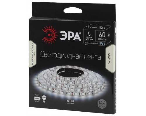 ЭРА Лента светодиодная LS5050-60LED-IP65-WWW-5m