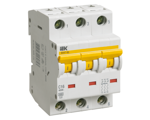 Выключатель автоматический ВА47-60 3Р 16А 6кА D IEK  с доставкой по Санкт-Петербургу и по всей России.