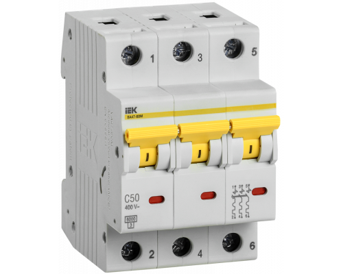 Выключатель автоматический ВА47-60 3Р 50А 6кА С IEK  с доставкой по Санкт-Петербургу и по всей России.