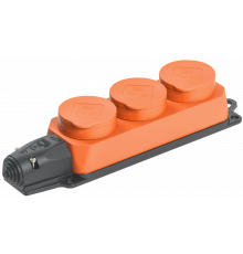 Розетка (колодка) 3-местная РБ33-1-0м с защитными крышками IP44 ОМЕГА оранжевая IEK