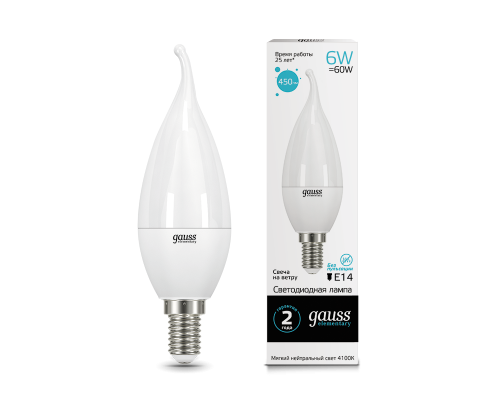 Лампа Gauss LED Elementary Candle Tailed 6W E14 4100K