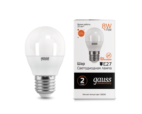 Лампа Gauss LED Elementary Globe 8W E27 3000K