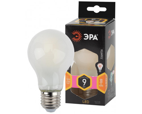 Лампочка светодиодная ЭРА F-LED A60-9W-827-E27 frost Е27 / E27 9Вт филамент груша матовая теплый белый свет
