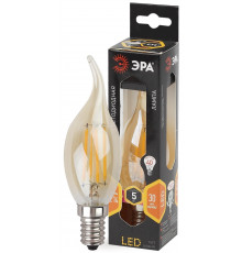 Лампочка светодиодная ЭРА F-LED BXS-5W-827-E14 gold Е14 / Е14 5Вт филамент свеча на ветру золотистая теплый свет