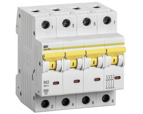 Автоматический выключатель ВА47-60M 4Р 63А 6кА B IEK  с доставкой по Санкт-Петербургу и по всей России.